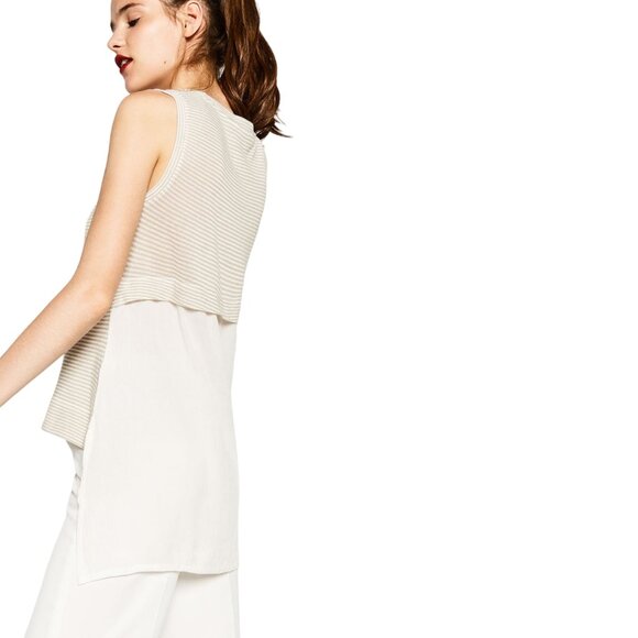 Zara Tops - ZARA Asymmetric Hem Contrast Fabric Sleeveless Top